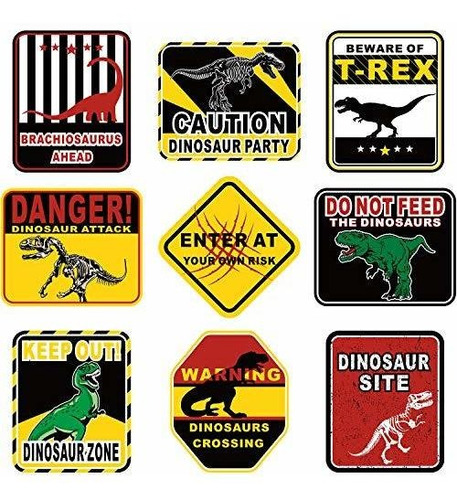 9 Piezas Dinosaurio Fiesta Decoración Signos Jurassic K6rxc