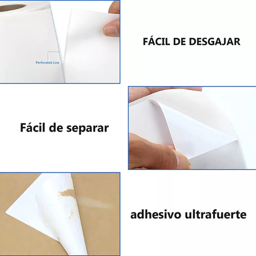 2 Rollos Etiqueta 38x25 (4x2.5 Cm) Térmica Full Rollo C/1300 Pzas Color Blanco