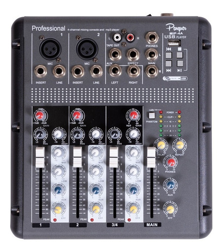 Mixer Consola 4 Ch Parquer Usb Efectos Mp3 Phantom Cuota