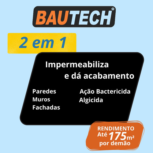 Tinta Imperparede Impermealizante Bautech Cores 2 0 K G. Acabamento Fosco Cor Cinza Platina