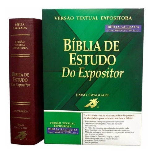 Bíblia de Estudo do Expositor - Capa couro bounded vinho: Nova Versão Textual Expositora, de Sociedade Bíblica do Brasil. Editora Sociedade Bíblica do Brasil em português, 2015