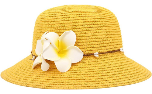 Sombrero Paja Con Flores Niñas Surkat, Ropa Playa Ala Sol,