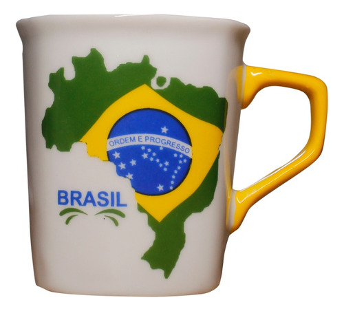 Caneca Cerâmica Quadrada Mapa Do Brasil Campinas 9cm C390