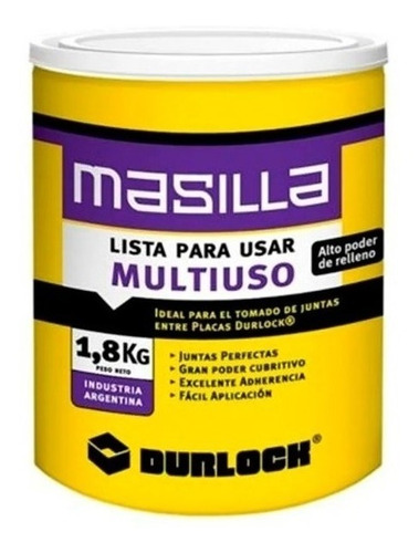 Masilla 1,8 Kg Durlock Para Placas Yeso