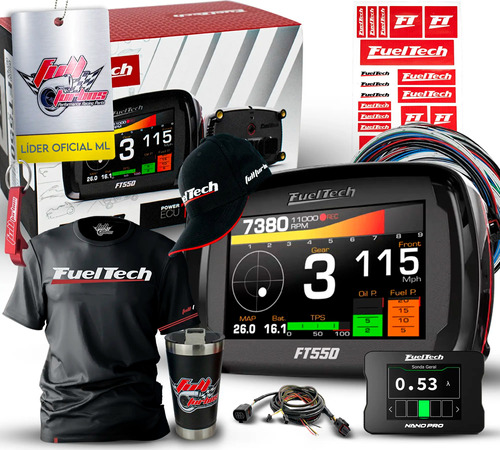 Fueltech Ft550 3 Metros + Wideband Nano Pro 2m P/ Sonda 4.2