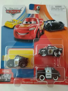Disney Pixar Cars Mini Racers X 3 Oficial Policia Sherrif