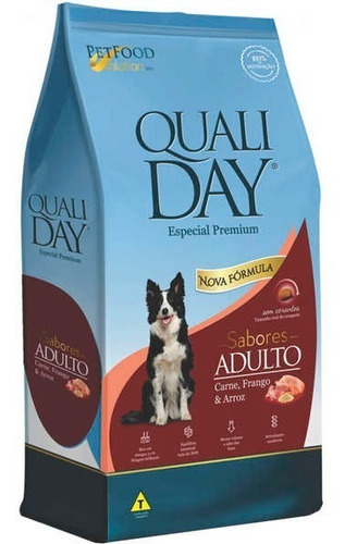 Qualiday Cães Adultos Sabores Carne Frango E Arroz 3 Kg