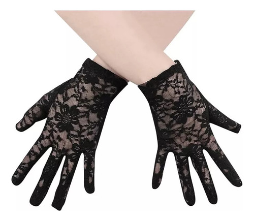 Guantes Encaje Estilo Cosplay Gótico Elegante Negro Disfraz