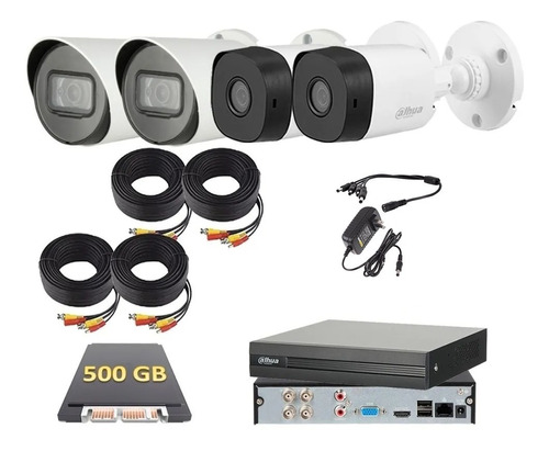 Kit De Video Vigilancia 4 Camaras 2mp Dahua 2 Micros 500gb