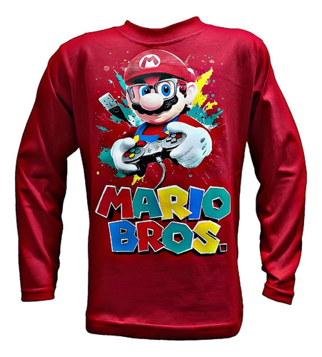 Remera Super Mario Bross Doble Estampa Calidad Premium 