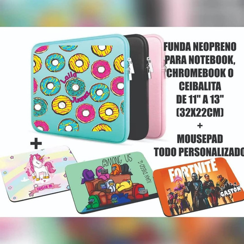 Funda+mousepad Personalizado Chromebook O Ceibalita Neopreno