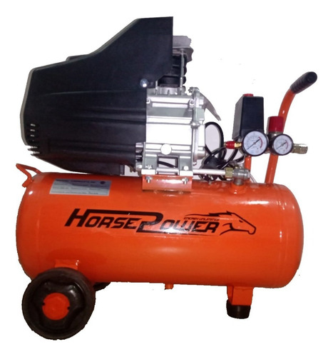 Compresor De Aire 25 Litros 2 Hp 2 Salidas Con Acople Rapido Color Naranja Frecuencia 50