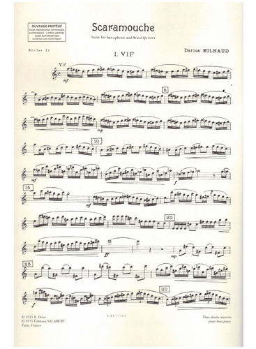 Scaramouche: Suite For Alto Saxophone And Wind Quintet.