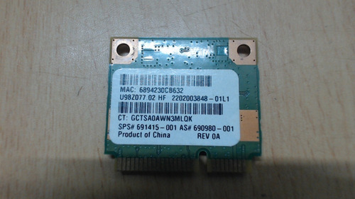Tarjeta Wifi Hp 691415-001 Ralink Rt5390 100mbps (Usado)