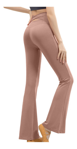 Pantalones Para Mujer Color Micro Flare De Cintura Alta Y Le