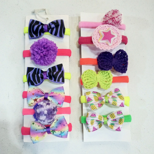 Colitas - Lazos Tejidos Para Niñas - Pack 12 Und