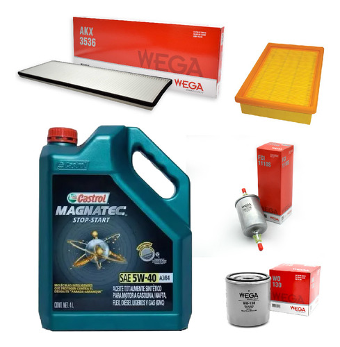 Kit 4 Filtros + 4l Aceite Castrol 5w40 Celta 1.4 8v Wega