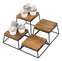 Comprar Bases Para Pasteles  Juego De 4 Soportes Cuadrados De Madera