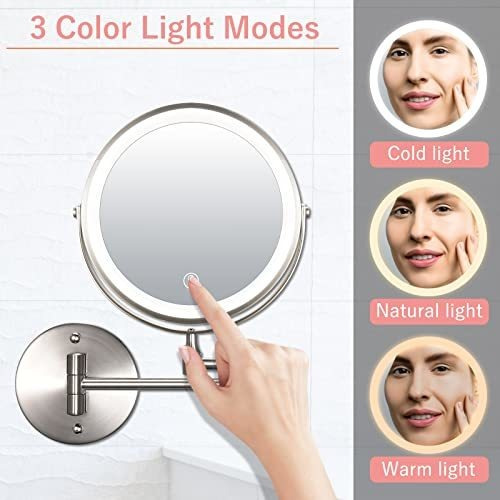 Espejo De Maquillaje Recargable Iluminado Montado En La Pare