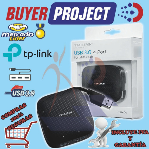 Mini Hub Tp-link Uh400 De 4 Puertos Usb 3.0 5gbps Pc Y Mac