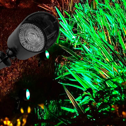 Imagem 2 de 5 de Luminária Spot Led Espeto P/jardim Lâmpada Cob Luz Verde 7w