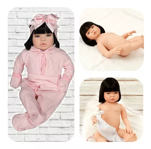 Boneca Bebe Reborn Morena Realista Vinil Siliconado 24 Itens no Shoptime