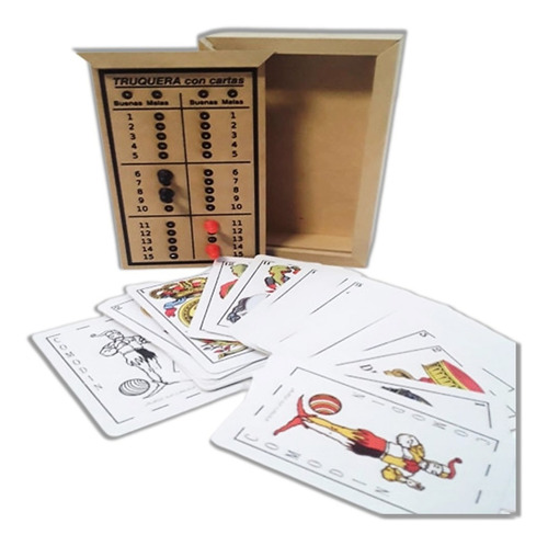 Truquera Madera Carta Caja Juego Mesa Truco Anotador Bisonte