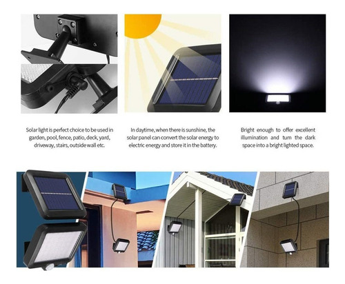 Lámpara Solar De Pared Led Con Cable De 5 M