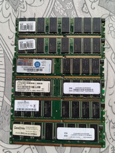 Lote 6 Memorias Ram 256mb Ddr Pc2700