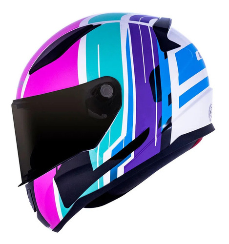 Capacete Ls2 Ff353 Rapid Flag Branco/rosa/lilas 58