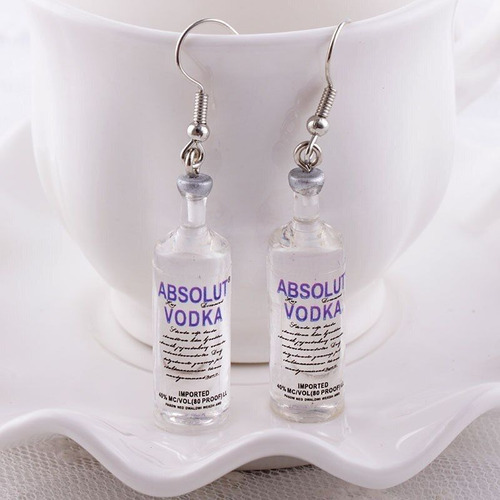 Aretes Botella Absolut Vodka Moda Kawaii Miniatura Mod.j409