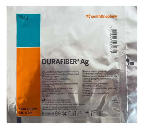 Durafiber Parche Con Plata De 10x10cm Pieza Smith & Nephew