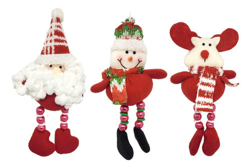 Kit Papai Noel, Boneco De Neve E Rena Natal 15cm 3 Peças