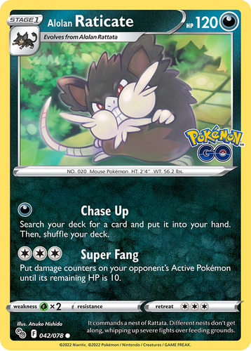 Alolan Raticate 42/78 Carta Pokemon Pokémon Go