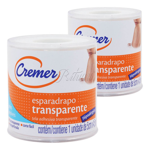 Esparadrapo Cremer Transparente 5cm X 4,5m Hipoalérgico 2 Un