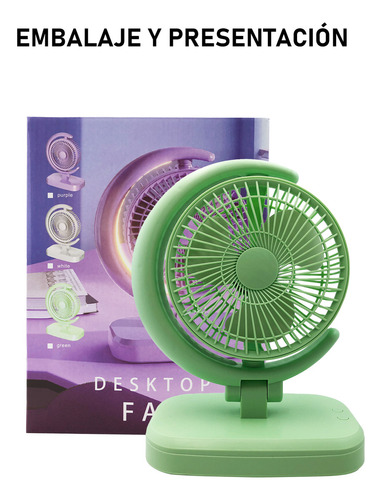Ventilador Abanico De Escritorio Recargable Lampara Portatil