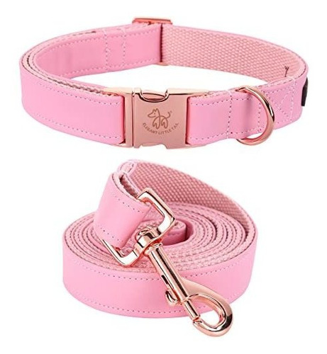 Elegante Pequeña Cola Collar De Perros Rosa Y Correa, 6z9zo