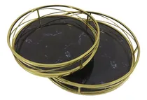 Comprar Bandejas Para Servir Textura Mármol Negra  X2 38\u002F30cm