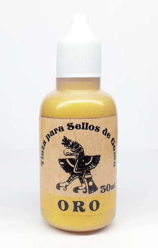 Imagen 2 de 3 de Tinta Color Oro Para Sellos De Goma Scrapbook Gold Ink 30ml.