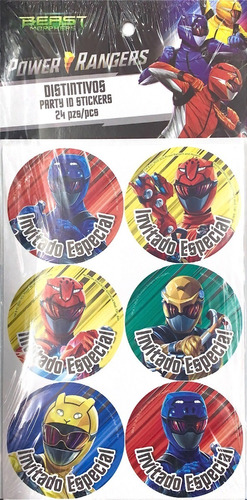 Distintivo Sticker Power Rangers Fiesta C/24pz 0pow0