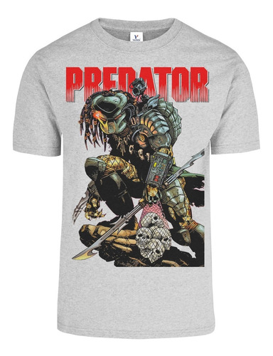 Playera Predator Hunter Depredador Vintage Gris