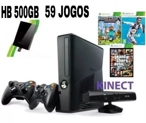 Console Xbox 360 Super Slim 250GB + kinect 3 jogos