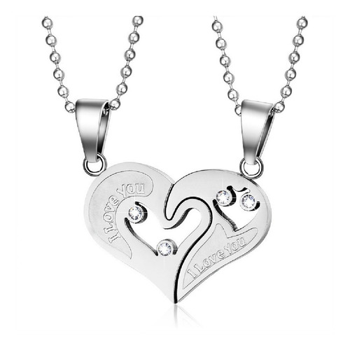 Collar 2 En 1 Yin Yang Diamond Heart I Love You Parejas