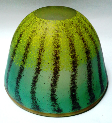 Bowl De Cristal Murano Opaco Mediano Verde Franjas (Usado)