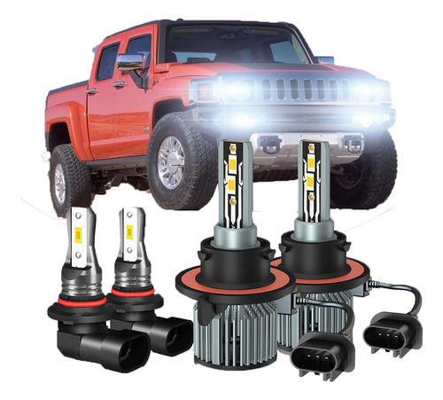 Para Para Hummer H3 2006-2010 Faro Led 4xbombillas Combo Kit