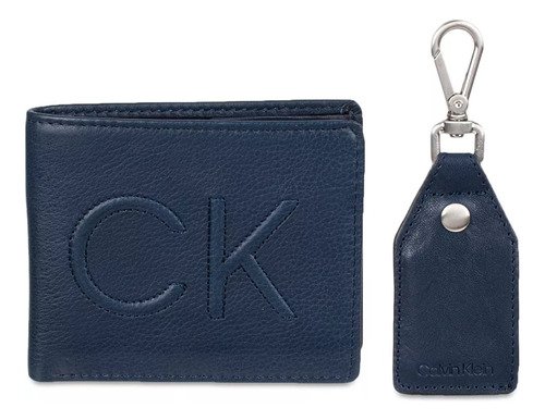 Billetera Calvin Klein Para Caballero Azul Rfid 100%original