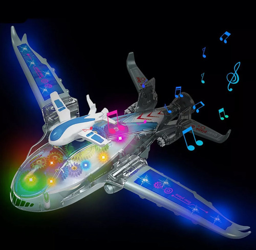 Avión Con Engranes Luces Movimiento Sonido Juguete 6 De Ener