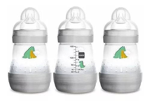 MAM Biberones para bebés amamantados, biberones MAM anticólicos, color  blanco, 2 unidades
