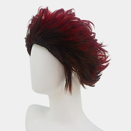 Imagen 4 de 5 de Peluca De Disfraz De Anime Para Cosplay De Tanjirou Zenitsu