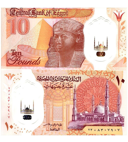 Billete De Egipto 10 Pounds 2022 Polímero, Reina Hatshepsut 